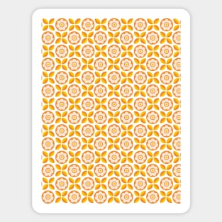 Retro Floral Pattern Tangerine, Blush Pink, Yellow Sticker